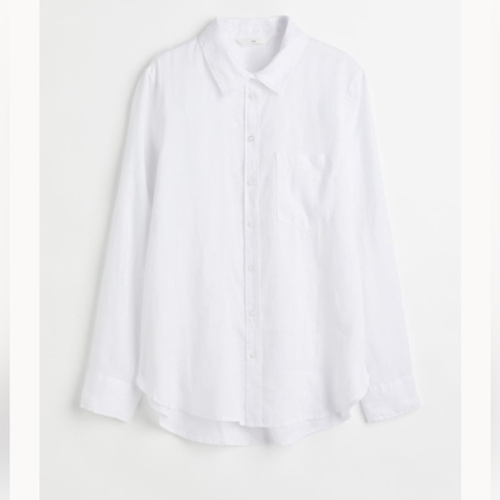 H&M Linen white top size M